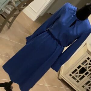 H & M blue elastic waist midi dress, size XS